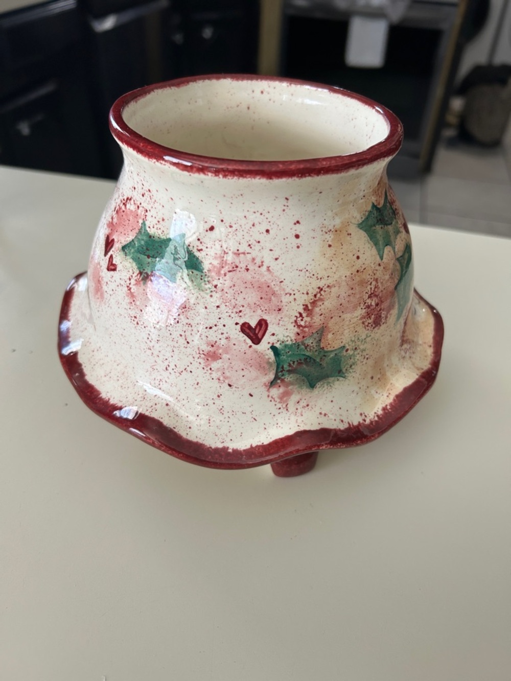 Vtg Hand-Painted Fairy lamp Holiday Santa  - Red & Cream - Picture 9 of 9